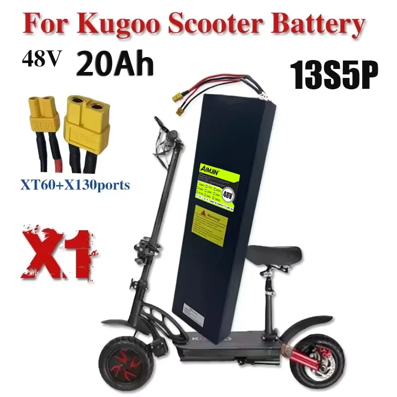 100% New 48V 13s5p 20Ah/20000mAh battery for Kugoo X1/X1Plus scooter lithium battery pack with BMS
