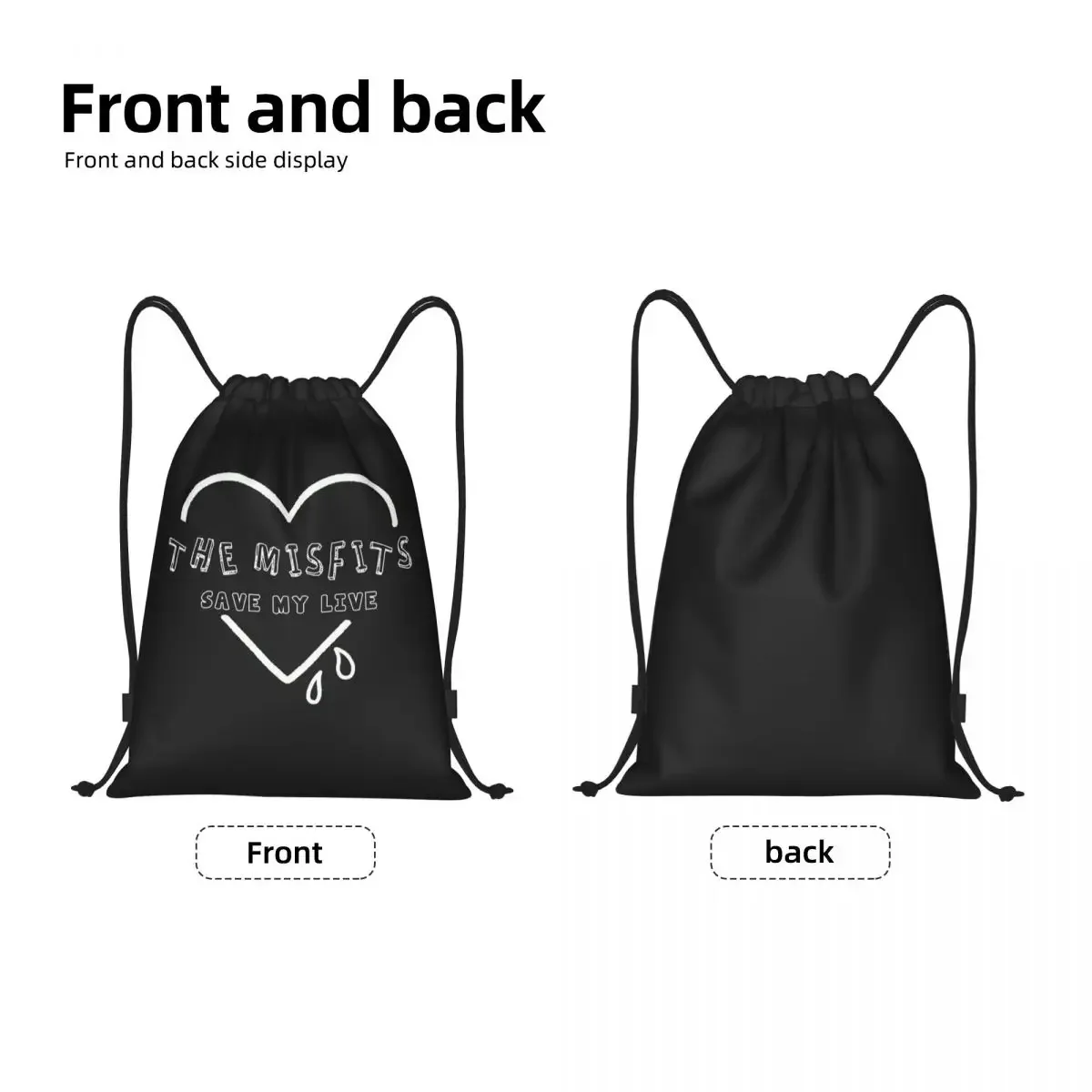 Custom Heavy  Rock Misfits Skull Drawstring Bag Men Women Lightweight Save My Soul Sports Gym Storage Backpack