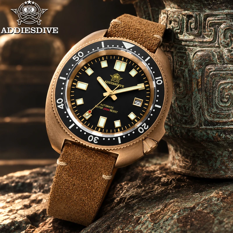 Rubber Strap Diver - ADDIESDIVE Automatisch Horloge Heren Luxe Bronzen