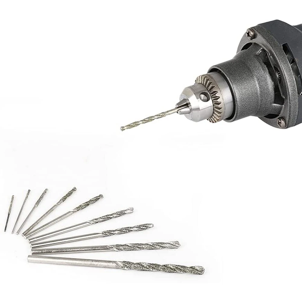 10 Pieces Diamond Drill Bits Set Twist Diamond Tip Drill Bit Heavy Duty Mini Diamond Drill Bit Set for Glass Tile