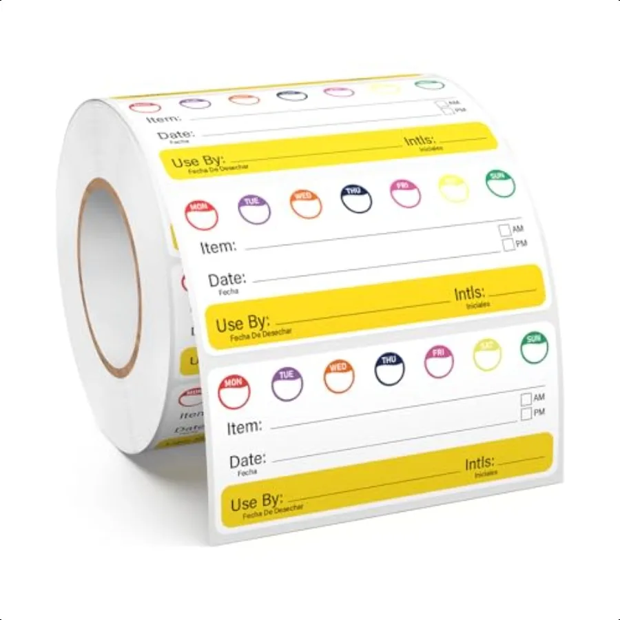 

500 шт., качественные этикетки для вращения еды в ресторане с датой коллекции, 2,8 × 1,2 дюйма, съемные наклейки для морозильной камеры Vin