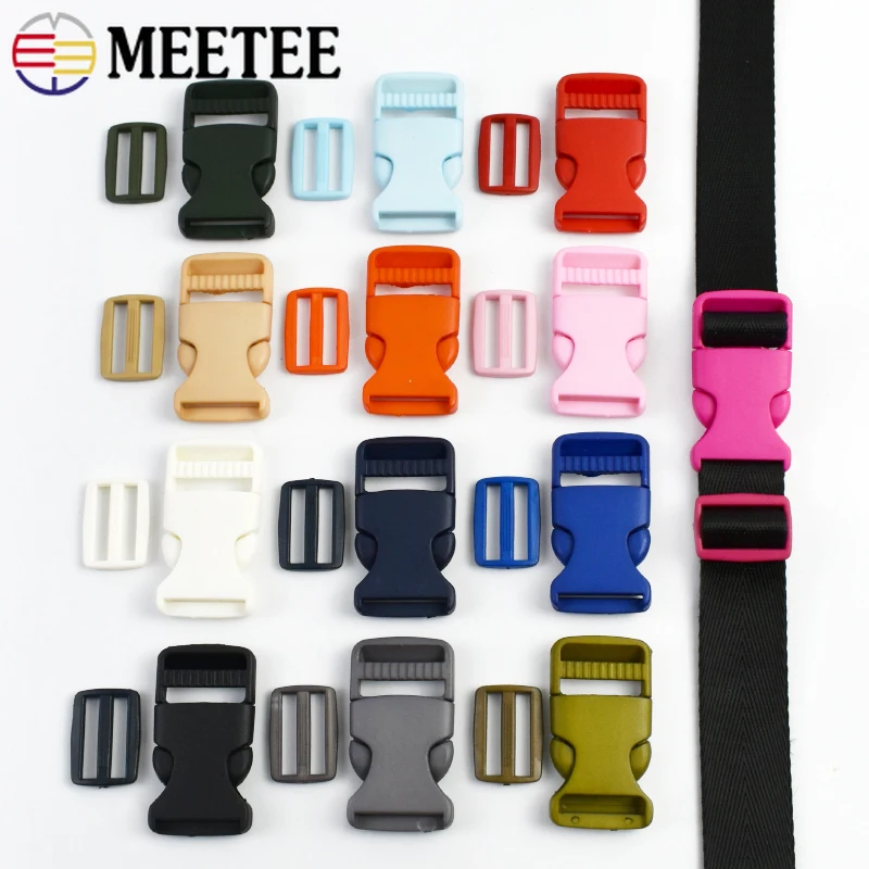 Meetee 5/10Sets 25mm Release Buckle Plastic Buckles for Strap Tri-Glide Adjuster Slider Clasp Webbing Belt Clip Hook Accessories