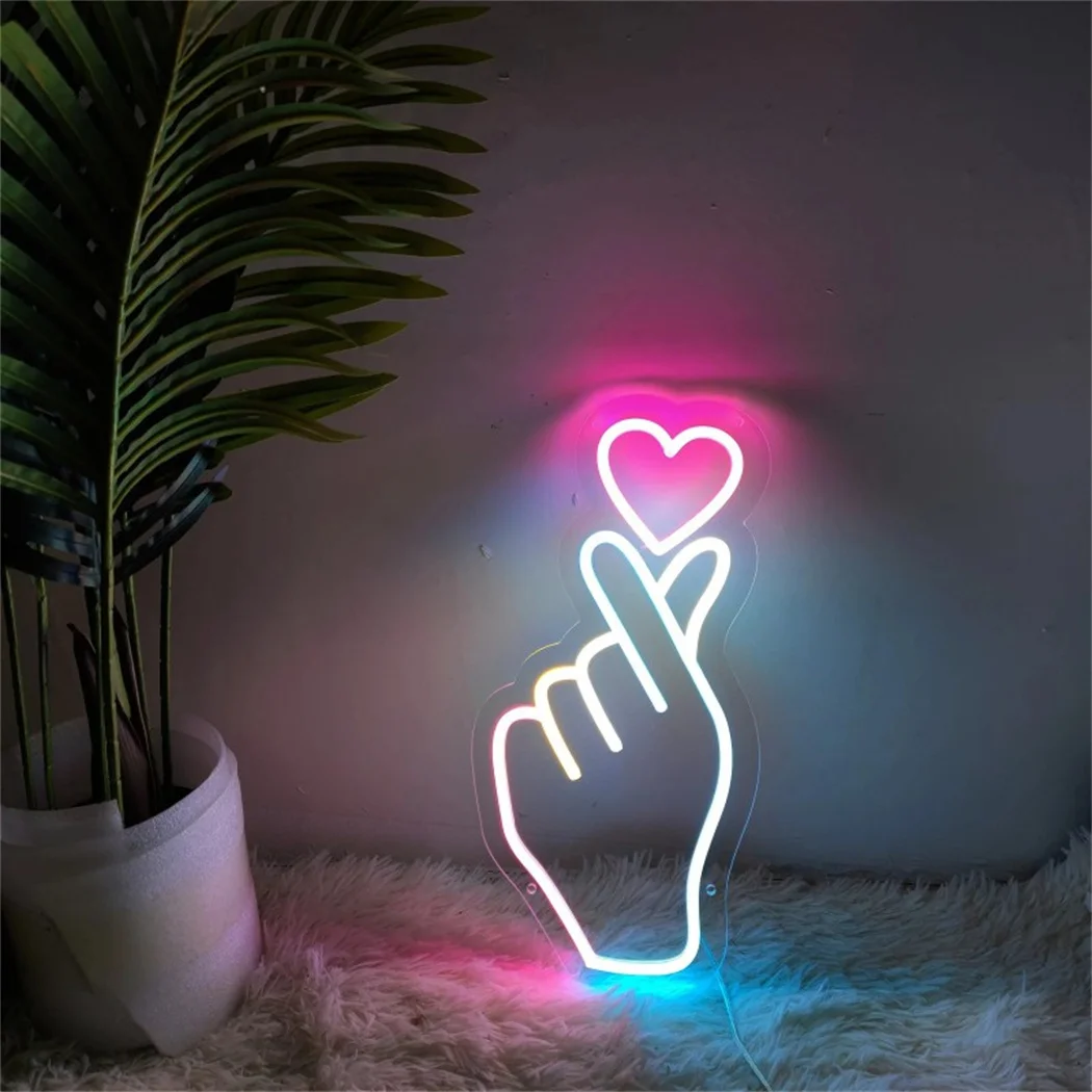 

Hand Heart Neon Light LED USB Wall Decor Light for Bedroom Bar Pub Restaurant Birthday Parties Wall Decoration Decor Neon Light