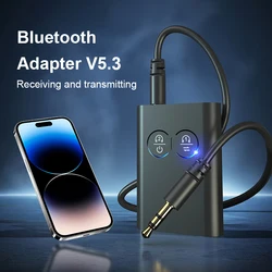 QCC3040 Bluetooth 5.3 Audio Receiver Transmitter One to Two Supports APTX 2-in-1 Receiver Transmitter 3.5mm Aux Audio Adapter