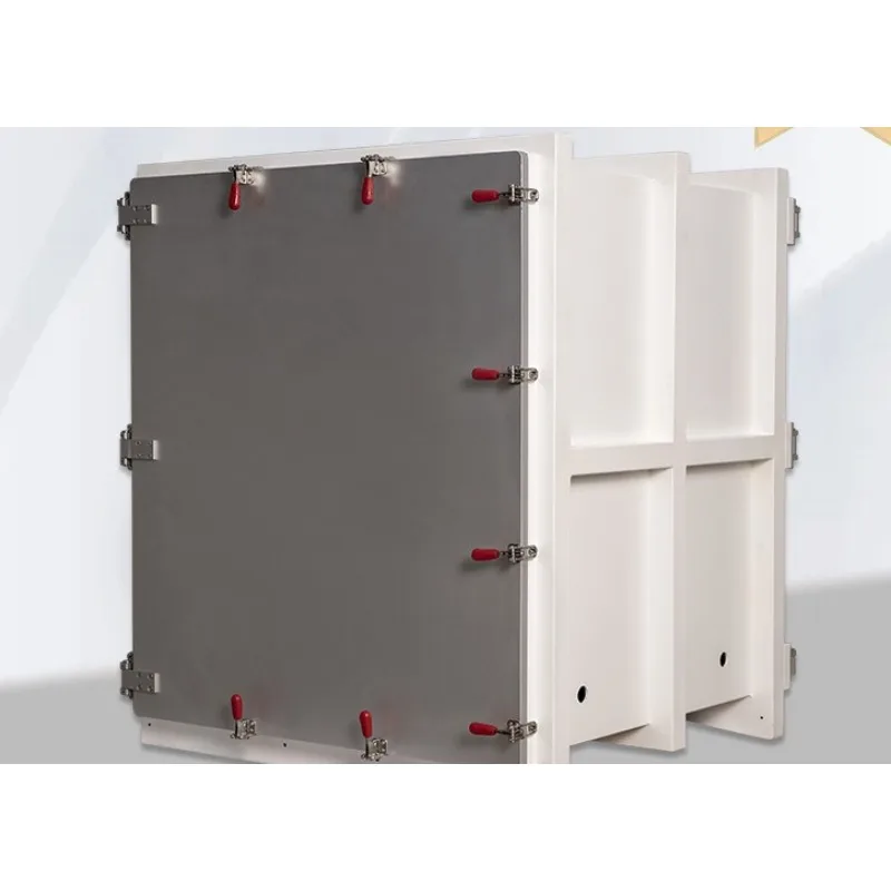 Laboratory vacuum box, one cubic front and rear, fully open acrylic stainless steel