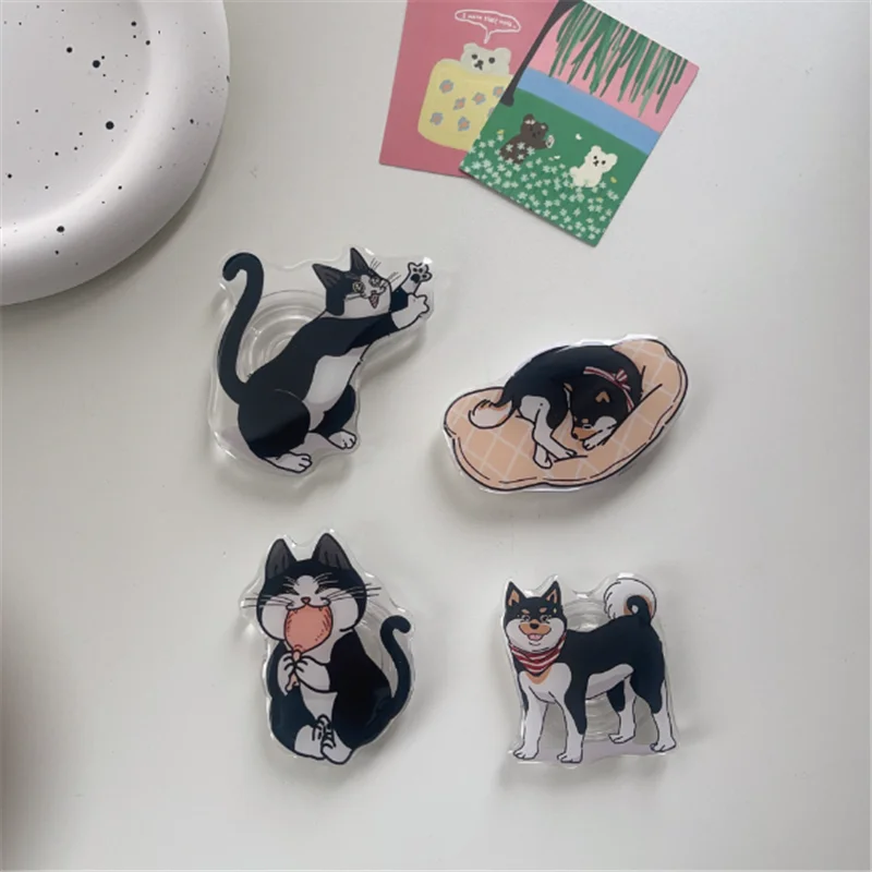 Cat Husky Dog Cartoon Expandable Mobile Phone Holder INS Korean Foldable Grip Tok Socket Finger Ring Bracket Accessories