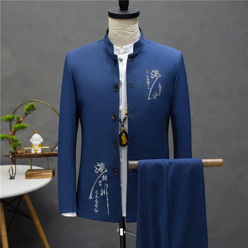 902The wedding scene Zhongshan suit is versatile and the groom is retro and fashionable