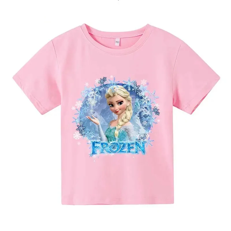 Cute Frozen Children Clothes Kids Summer Fashion Elsa T-shirt Baby Boys Cartoon Tshirts Toddler Girls Short Sleeve Casual Tops