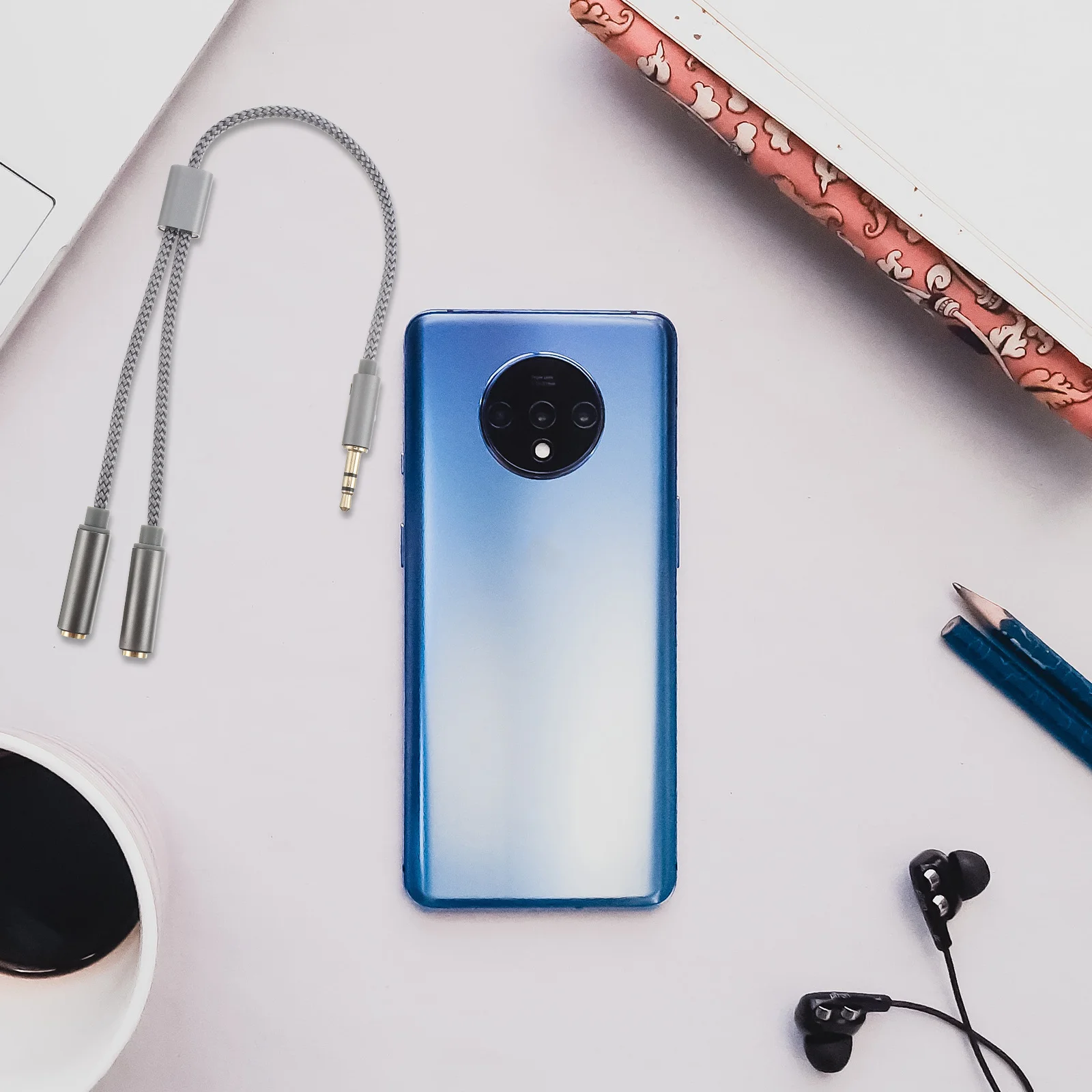 

2 шт., разветвитель аудиокабеля, высококачественный прочный нейлоновый тканый адаптер для наушников 35 мм, двойной женский конвертер для ноутбука, телефона, гарнитуры