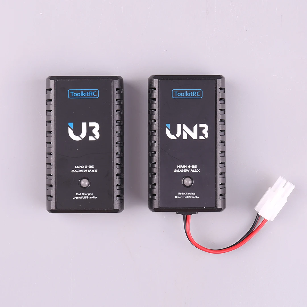 ToolkitRC U3 2-3S LiPo UN3 4-8S USB-C NiMh cargador de batería 2A 25W puerto de equilibrio carga directa para RC modelo FPV Drone coche avión