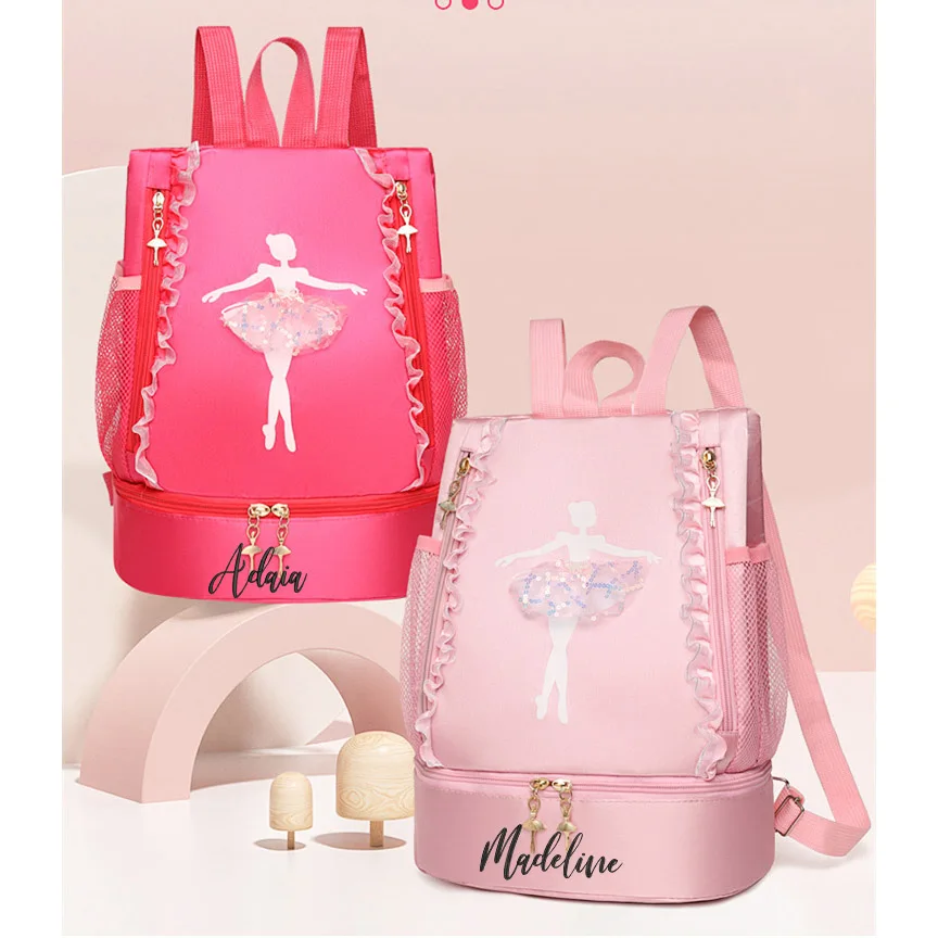 Personalisierte Stickerei Mädchen Ballett Dance Tasche Kinder Prinzessin Tanzen Rucksack Schule Rucksack Tasche für Latin Gymnastik Yoga Sport