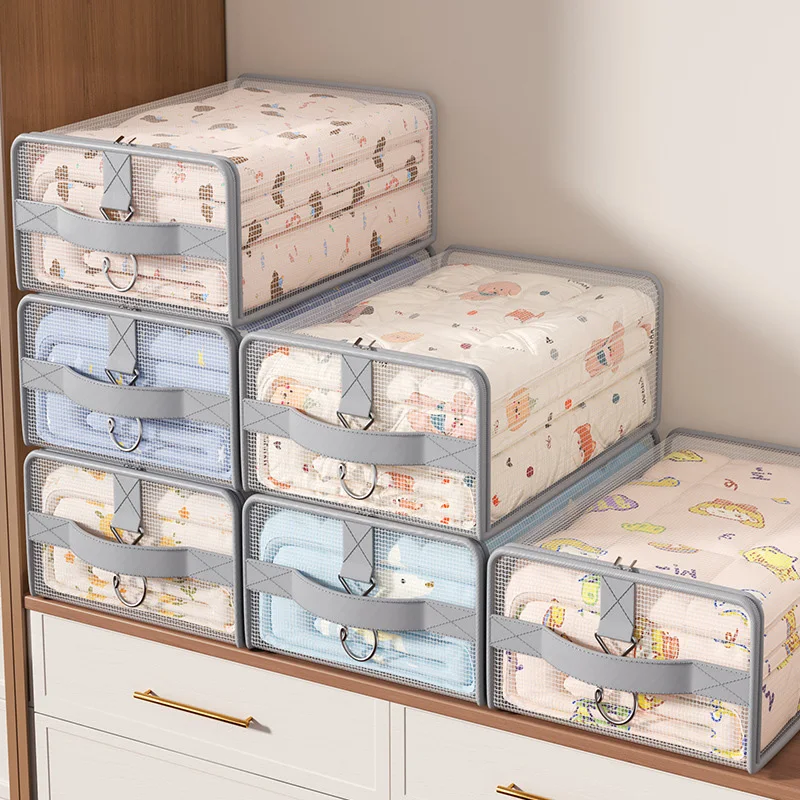 1 Stück Schlafzimmer Bettwäsche-Aufbewahrungstasche Bettlaken-Quilt-Bezug Aufbewahrungstaschen Hängender Kleiderschrank-Organizer Kleidungsaufbewahrungstaschen PVC