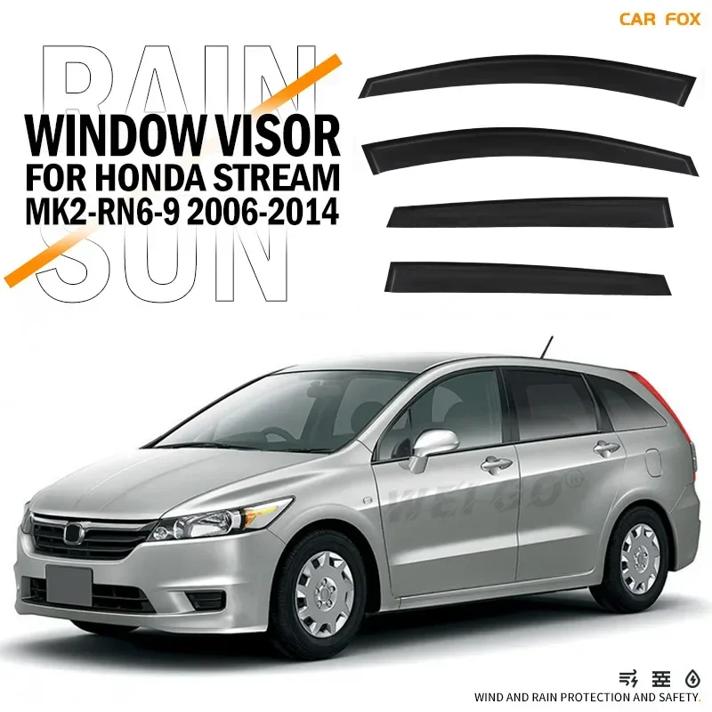 Fit for HONDA STREAM RN1-9 Window visor Car Sun Rain Guard Vent Shade Deflector Wind Weathershield Moulding Tuning Accessories