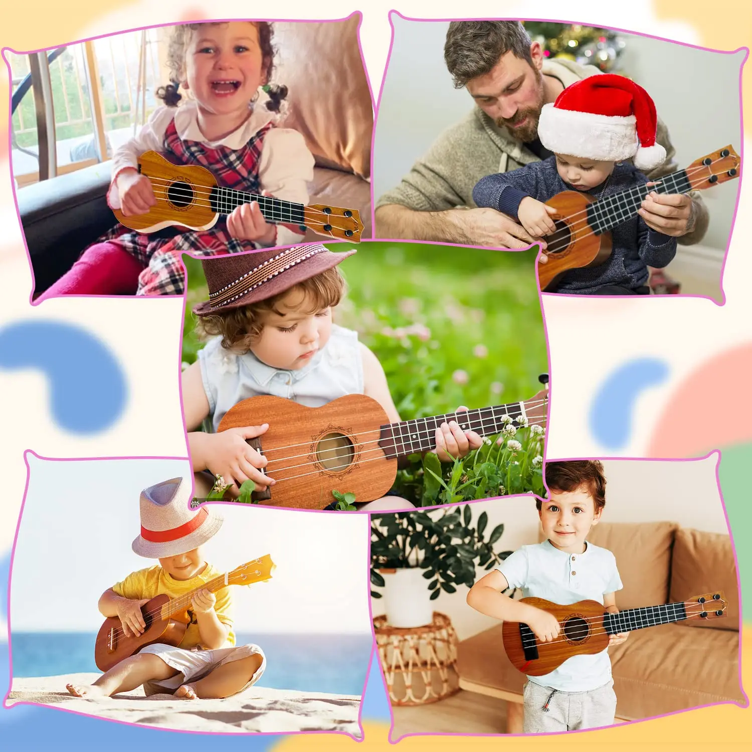 Kids Toy Ukulele Kids Guitar with Pick Musical Toy 17 Inch 4 Strings Educational Musical Instrument for Toddlers and Preschooler