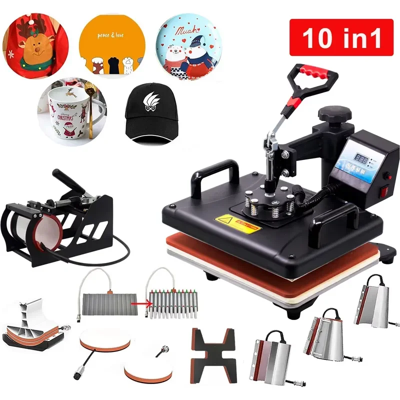 10 in 1 Combo Heat Press Machine for Pen Mug Plate Cloth T-shirt Heat Transfer Printing Machine