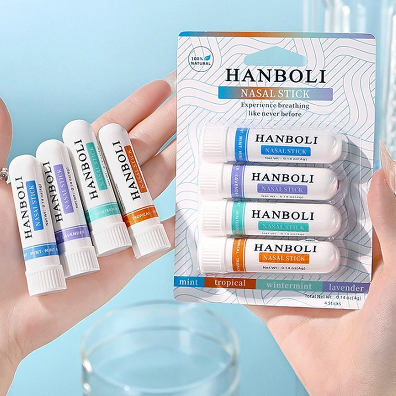 4Pcs Nasal Stick Aromatherapy Inhaler Boost Focus Enhance Breathing Fresh Sensation Drowsy Driving Prevention