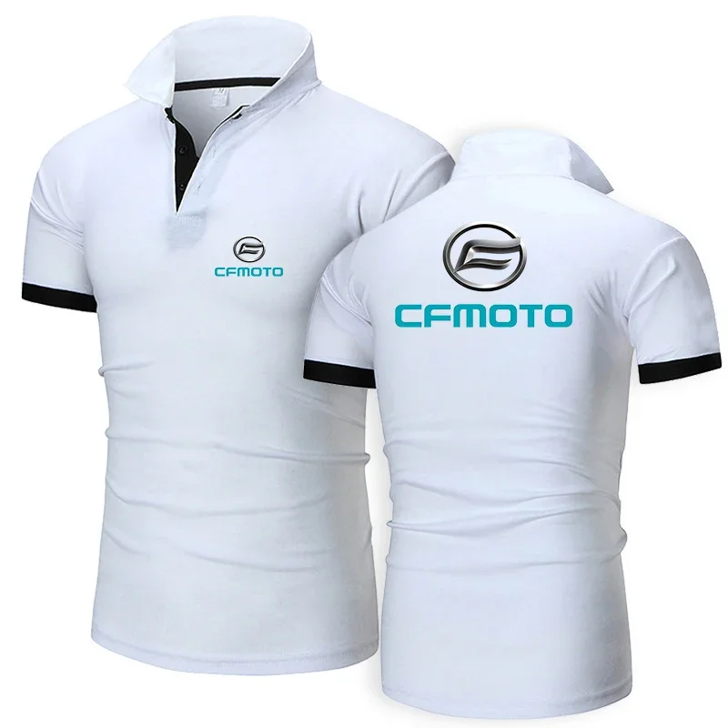 Cfmoto 2024 Męska nowa letnia gorąca bawełniana oddychająca wygodna koszulka polo Casual Solid Color Slim Fit Modne topy Odzież