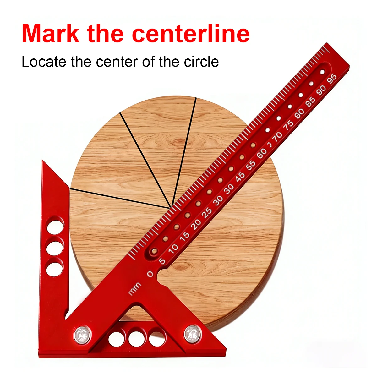 ABS material, hole pattern center marking ruler, marking lines, 45/90 degree right-angle measuring ruler, woodworking measuring