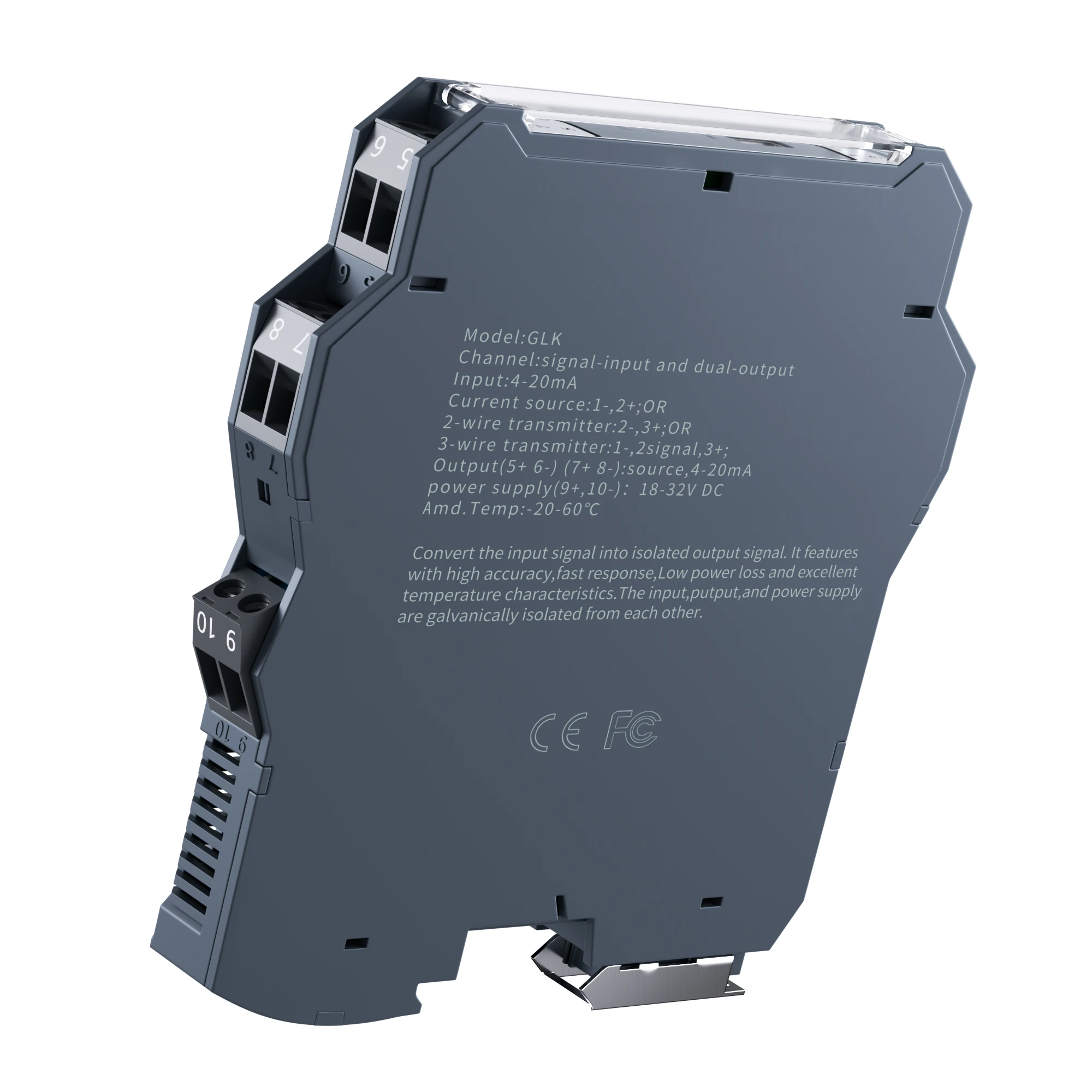 1 In 1 Out / 2 In 2 Out Analog Signal Isolator DC 24V - 4-20mA 0-10V Signal Distributor & Anti-interference Isolation Module