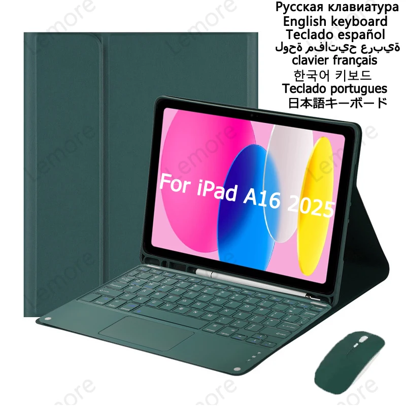 

Чехол с клавиатурой трекпада для iPad A16 2025 Чехол-подставка с гнездом для карандаша для iPad 11-го поколения Чехол с клавиатурой 11-дюймовый Funda
