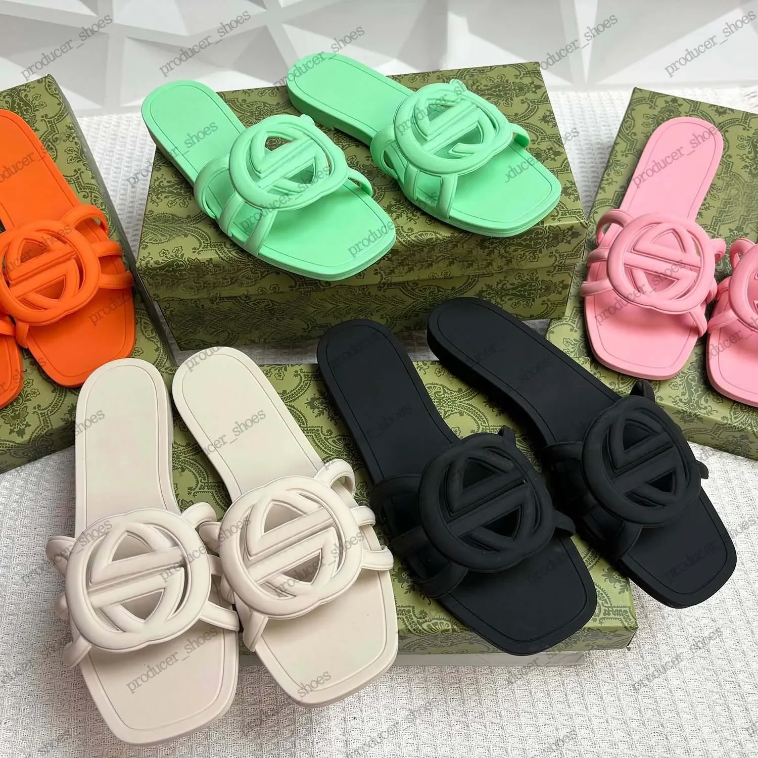 

Designer Sandals Women slippers flatform sliders shoes bottom flip flops summer Beach Jelly Script Orange Black pink Fall Mules