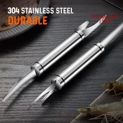 Stainless Steel 6 In 1 Fish Knife Multifunctional Fast Shrimp Peeler Shrimp Line Kitchen Tools Cutting scraping digging Knife