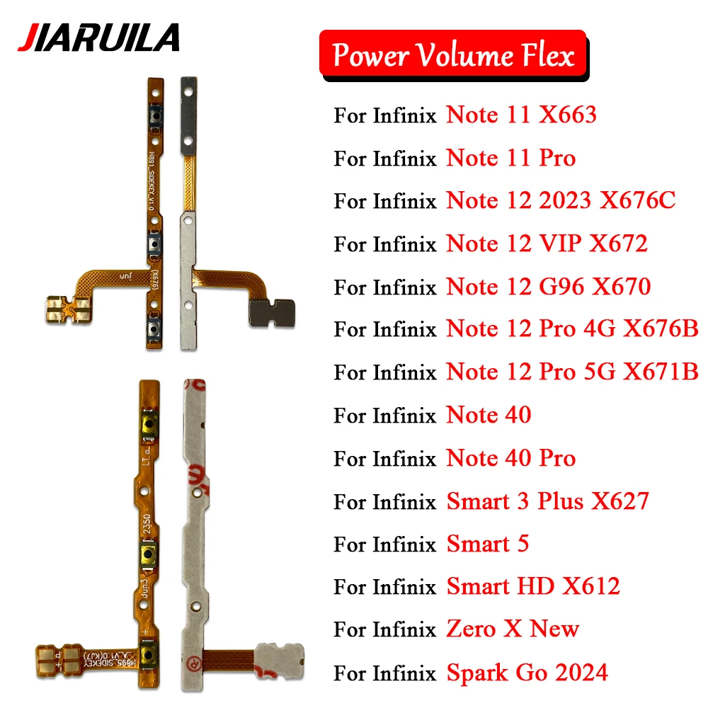 

Fingerprint Sensor Flex Cable + Power On Off For Infinix Note 12 X676 11 40 Pro/Smart 3 Plus 5 HD X612/Zero X New/Spark Go 2024