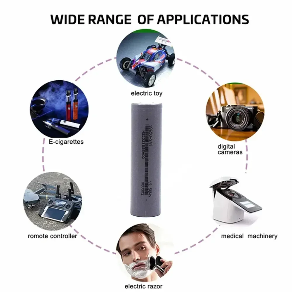 18650 34T Ion Rechargeable Battery, 3.7V, 3000mAh,Suitable for Toys, Flashlights, Wireless Mice, Power Tools and Other Equipment