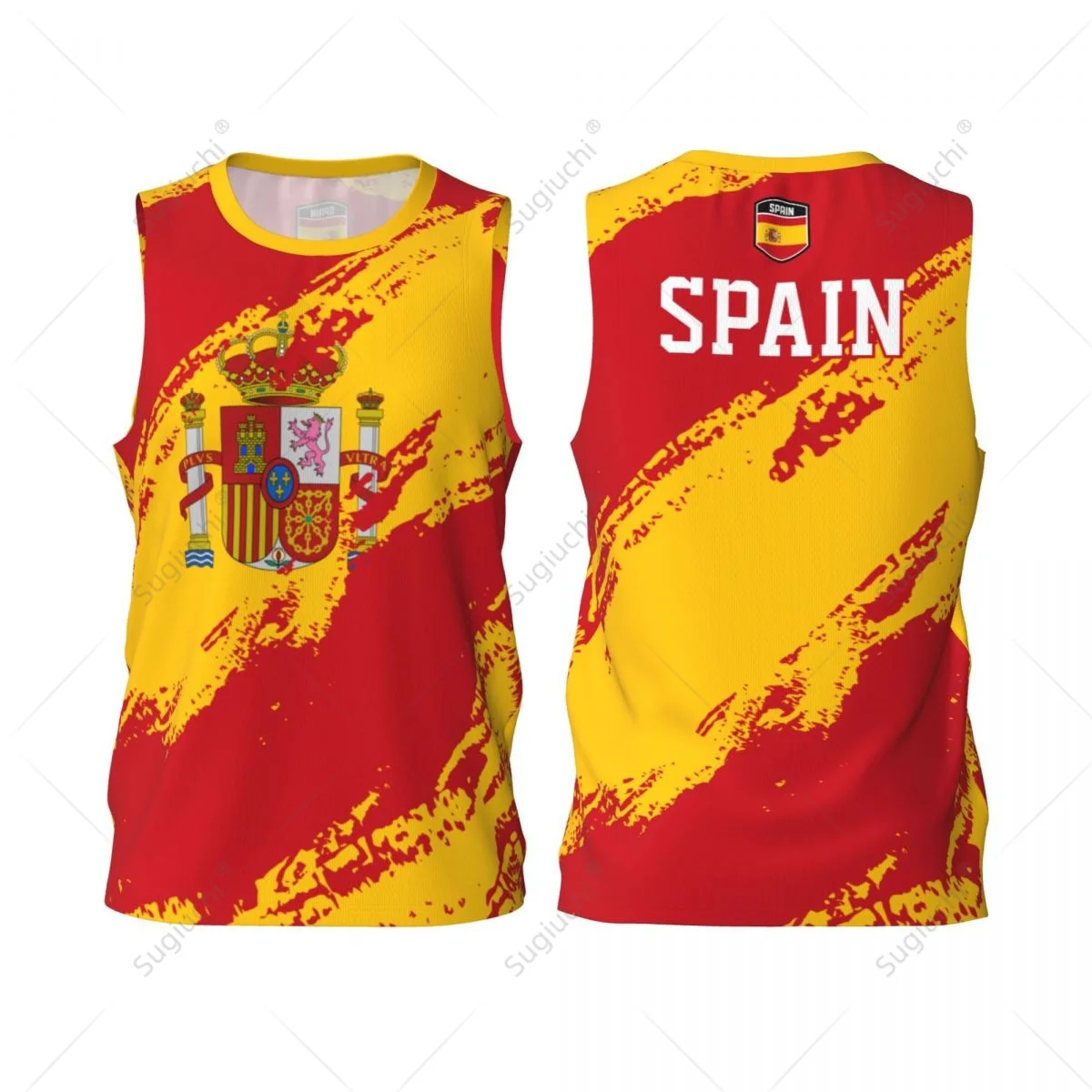 Hombres baloncesto deportes bandera de España correr Fitness multifunción camisa sin mangas nombre personalizado Nunber exclusivo