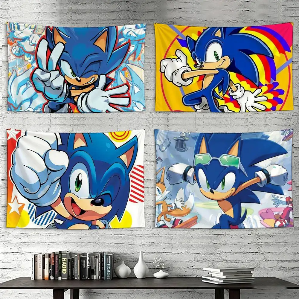 

Classic Game S-Sonic Flags Wall Hanging Tapestry Outdoor Garage Room Decorative flag Background Blanket