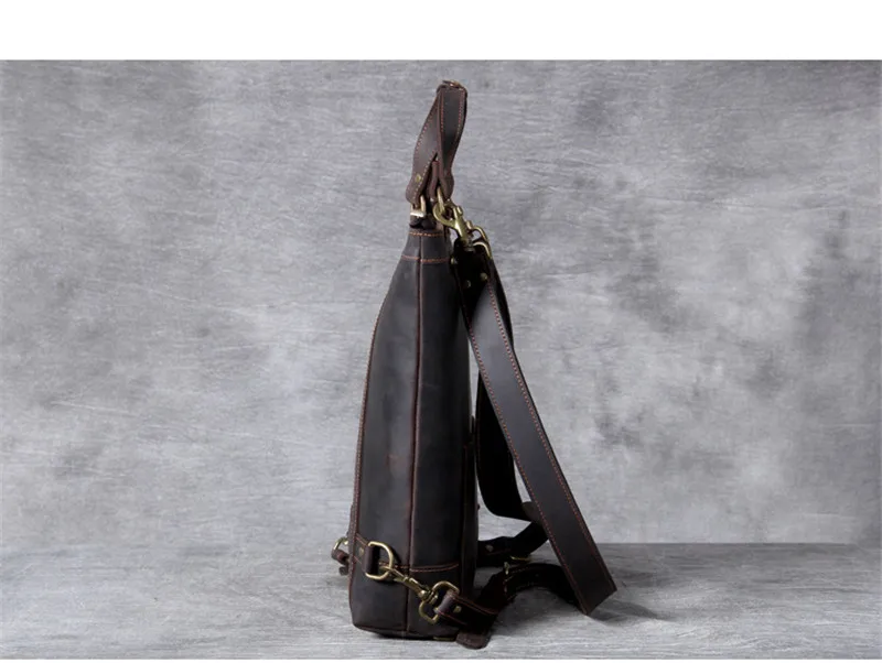 Vintage crazy horse cowhide men's women's backpack travel designer genuine leather multifunctional bagpack work laptop bookbag