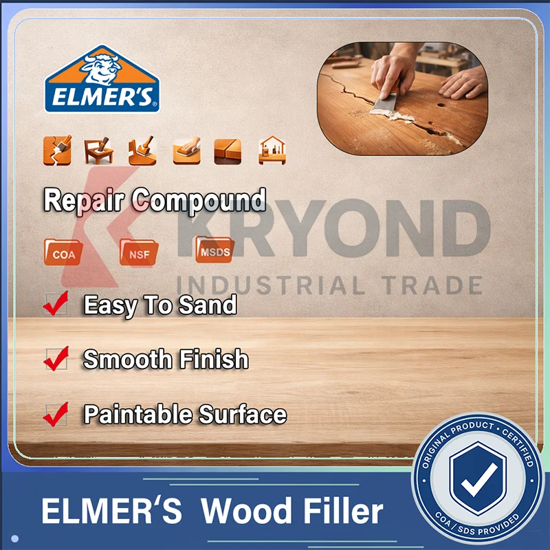 Masilla para Madera ELMER'S, de Alta Resistencia, para Interiores y Exteriores, Reparación de Grietas y Agujeros en Muebles, Pisos y Terrazas, Impermeable, Pintable y Resistente