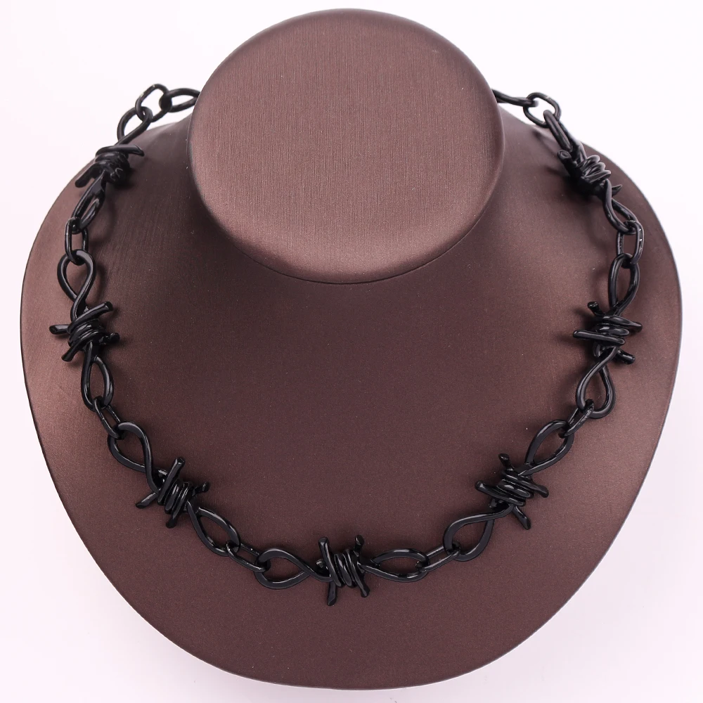 Black Hip-hop Gothic Punk Style Unisex Necklace Women Barbed Thorns Chain Choker Gifts