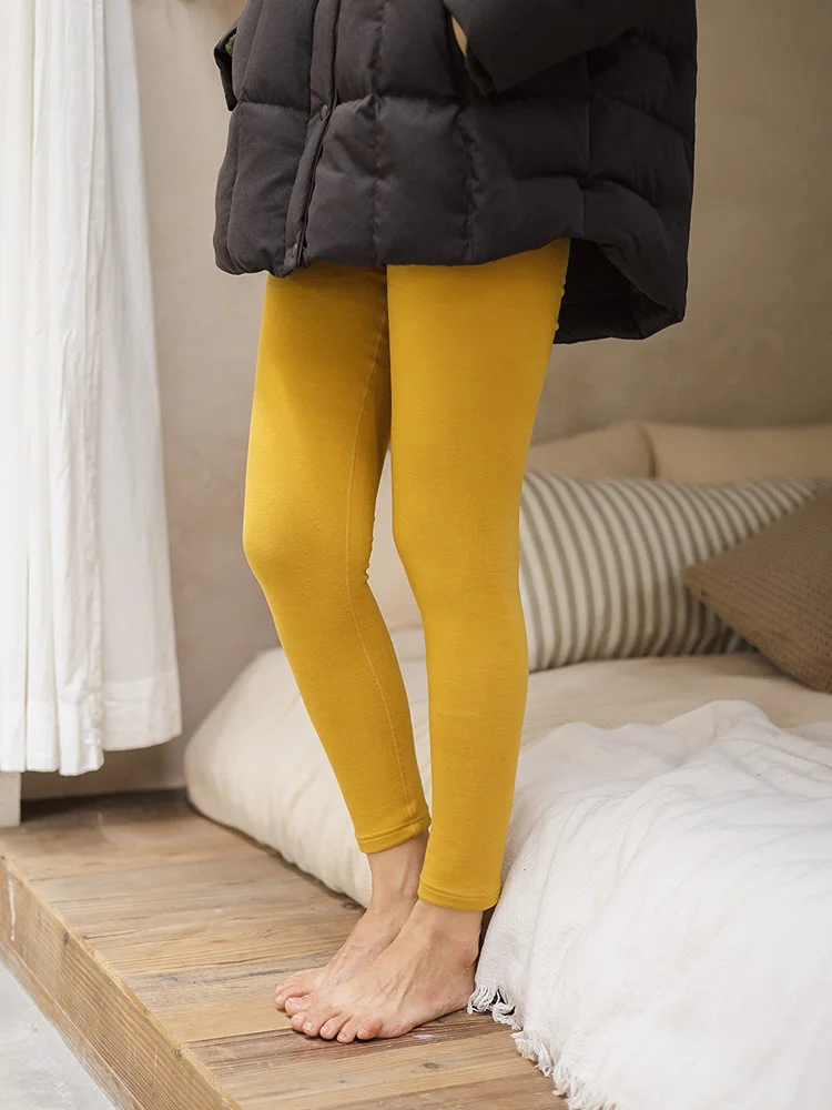

High Waist Silk Wool Long Women's Leggings Spring Autumn Outerwear Versatile Autumn Pants Winter New Sle 737 Blooming