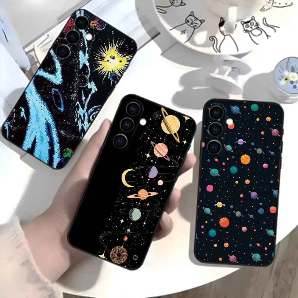 Funda de teléfono Starry Night con paisaje caprichoso para Samsung Galaxy A73,21,22,32,71,53,52,51,80,5G, funda negra suave