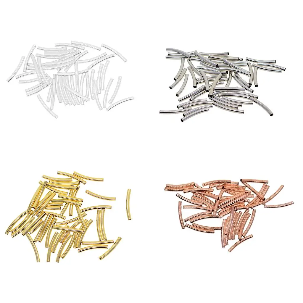 50 قطعة النحاس طويل منحني السلس أنبوب فاصل حبة 25x3 مللي متر DIY بها بنفسك صنع المجوهرات