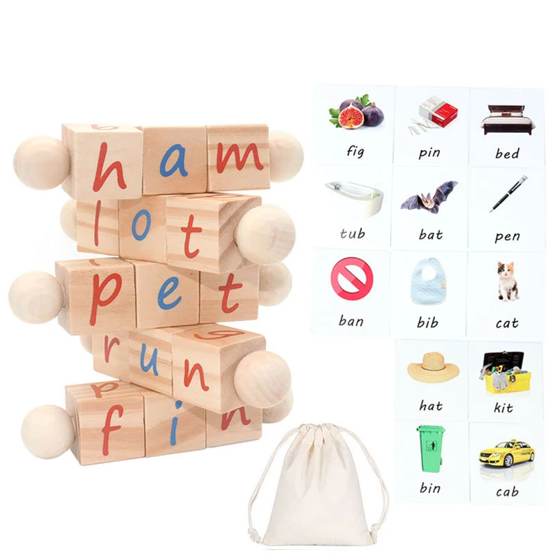 Juego De Letras De Madera Montessori – 28 Tarjetas Y 52 Piezas Para Aprender A Deletrear, Regalo Escolar De 3 A 8 Años