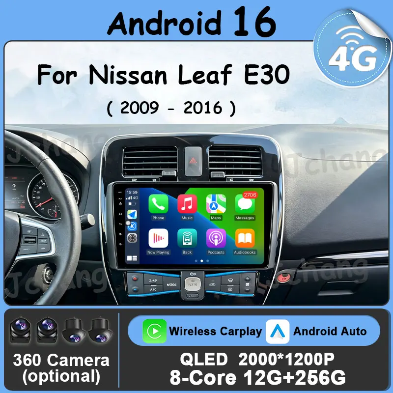Multimedia Player Android 16 Wireless CarPlay 9 inch Car Radio for Nissan Leaf E30 2009 - 2016 Split Screen GPS Navi Accessories