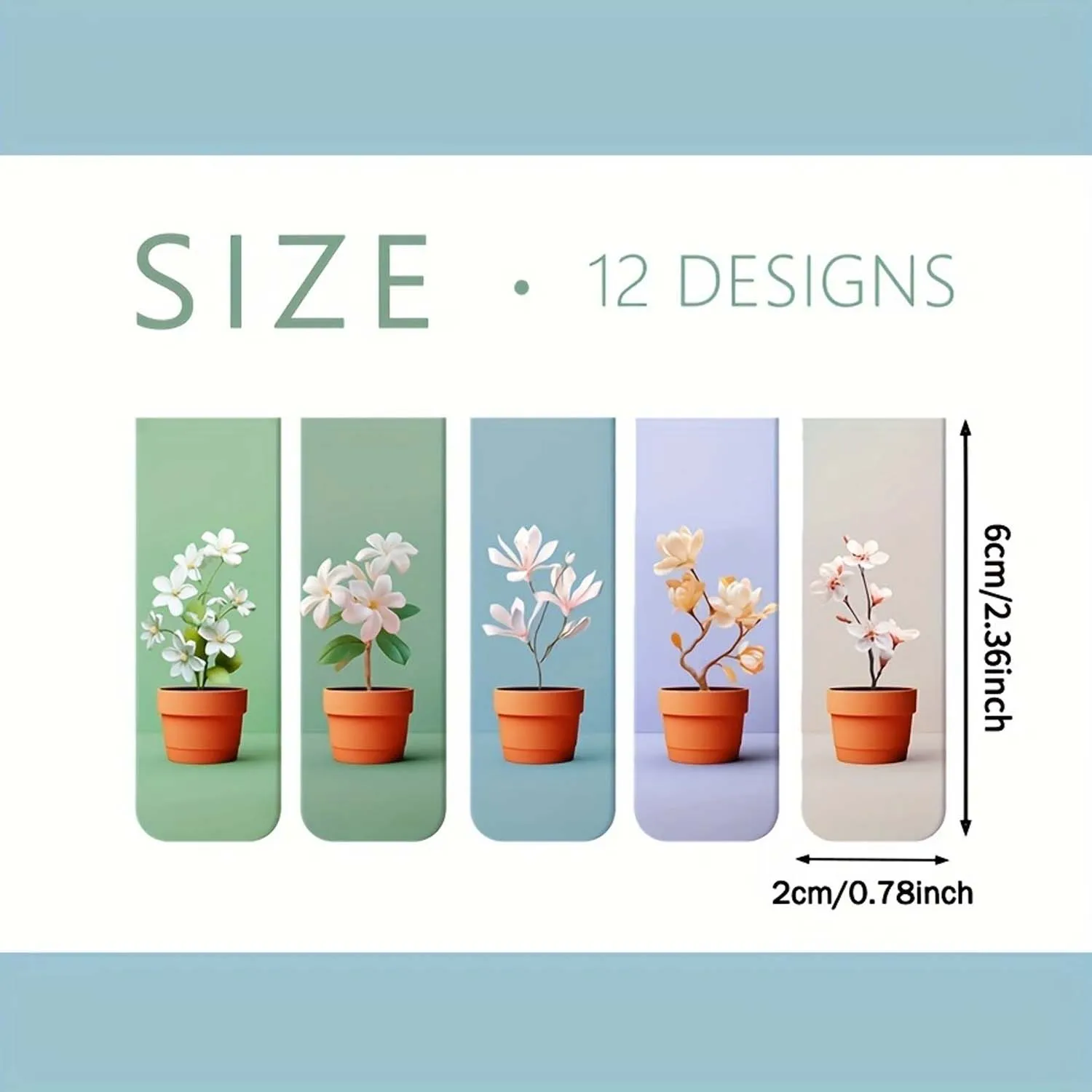 12pcs Magnetic Bookmarks, Potted Flowers Bookmarks, Floral Abstract Bookmarks, Magnetic Reading Page Markers, Abstract Book Clip