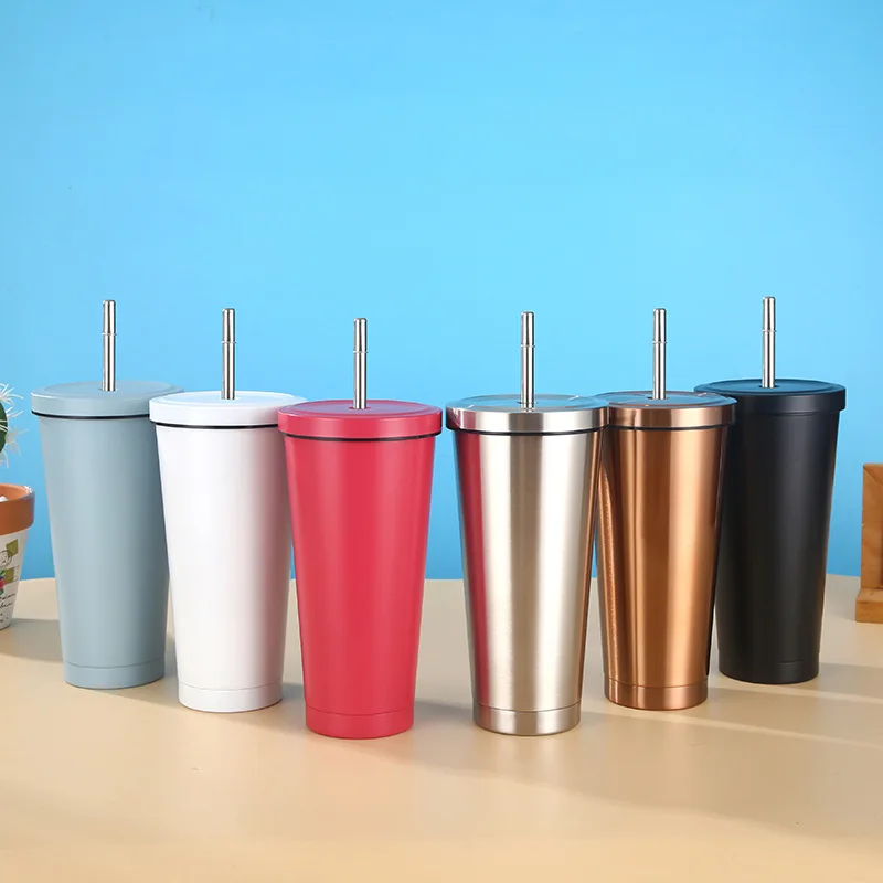 Stainless Steel Thermos Mug Straw Cup With Lid Coffee Tea Cold Drink Bottle Water Cup Thermal Water Bottle Tumbler Vacuum Flasks