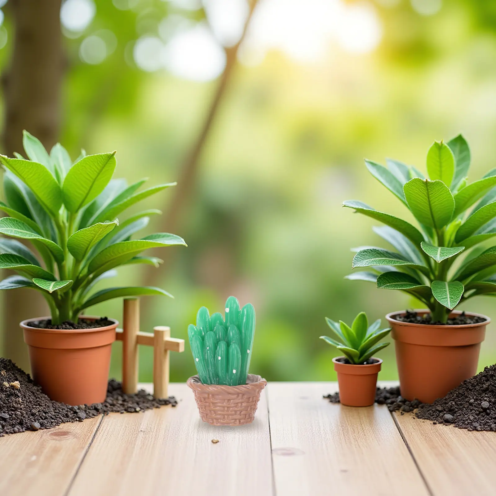16Pcs Mini Resin Potted Cacti Decor Compact Lightweight Fake Succulents for Bookshelf Desk Table Party Setup No