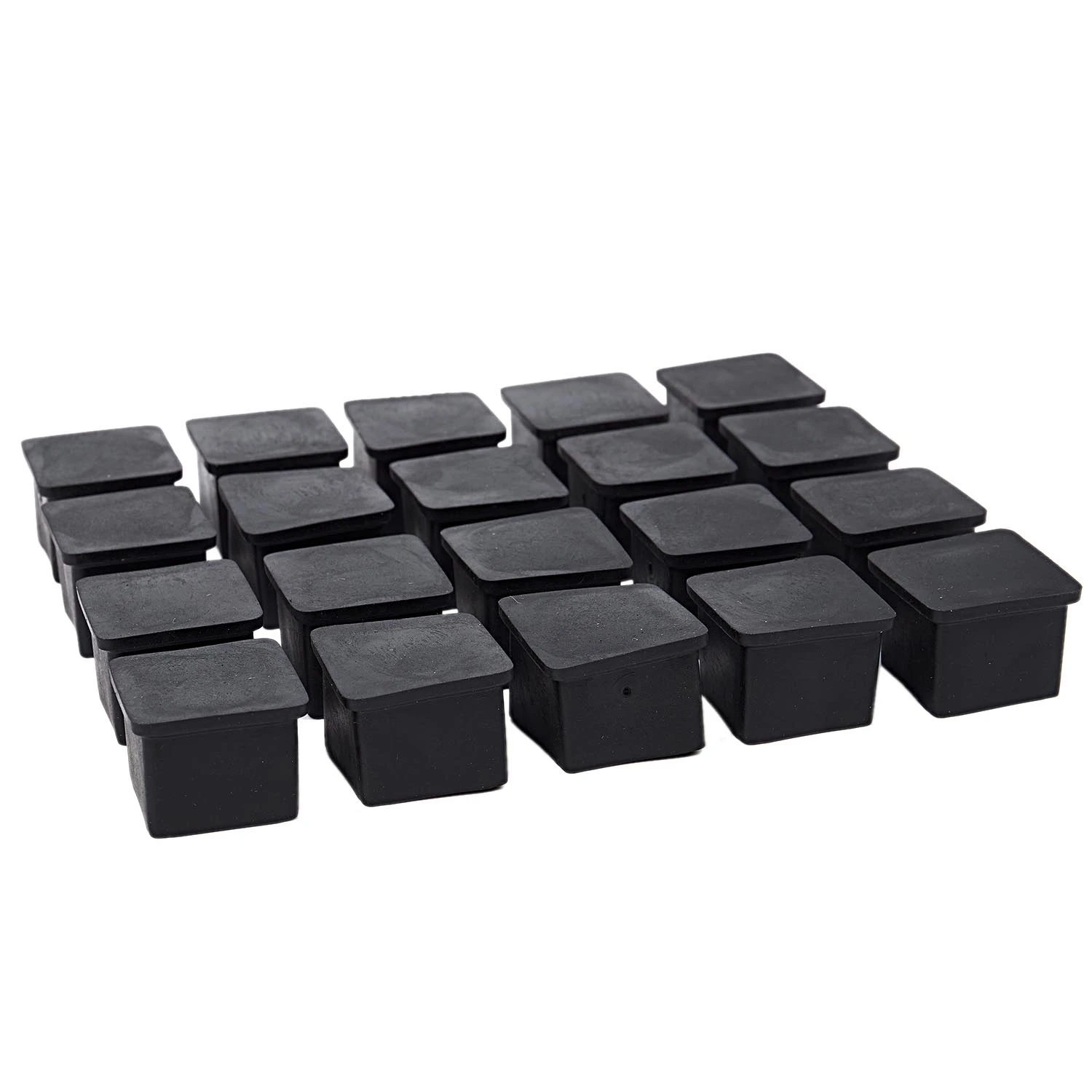 20pcs Square Chair Table Leg Foot Rubber Covers Protectors 25mm x 25mm