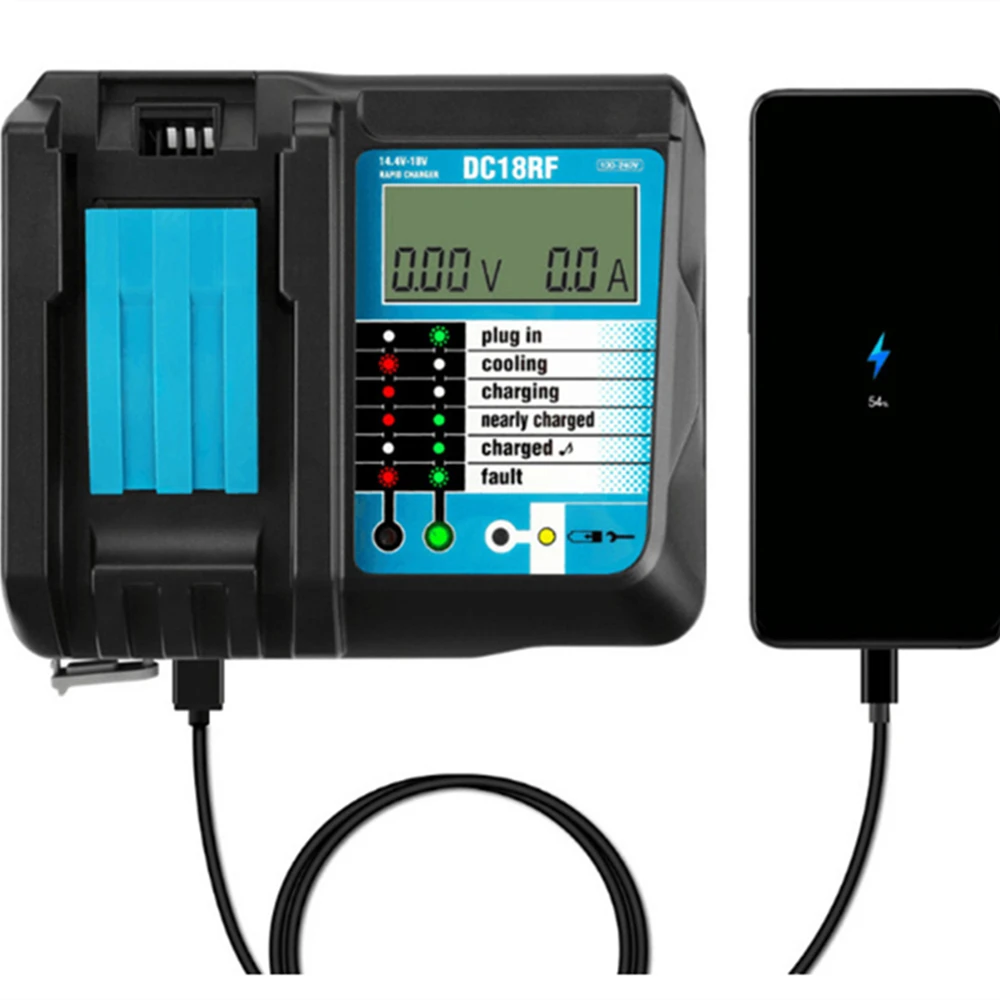 LCD 충전기 예비 배터리 충전기, 14.4V, BL1445, BL1440, BL1430, BL1860, BL1830, BL1850, BL1860B, DC18RF 3A