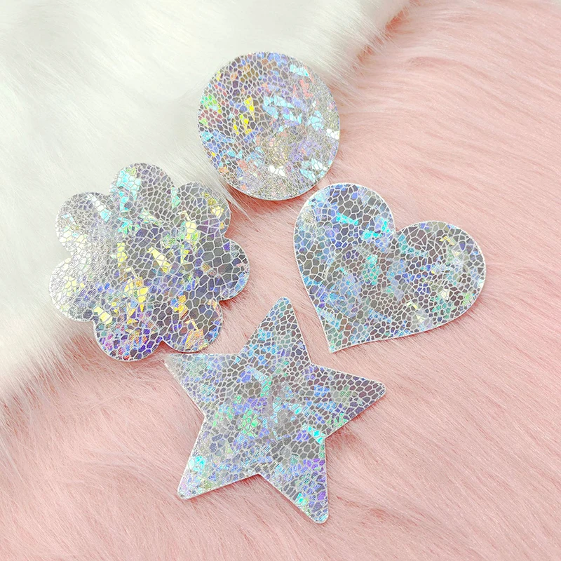 Pasties per capezzoli Sexy Patch per seno monouso invisibile Heart Star Glitter luminoso nastro per sollevamento del seno adesivi per il petto copricapezzoli