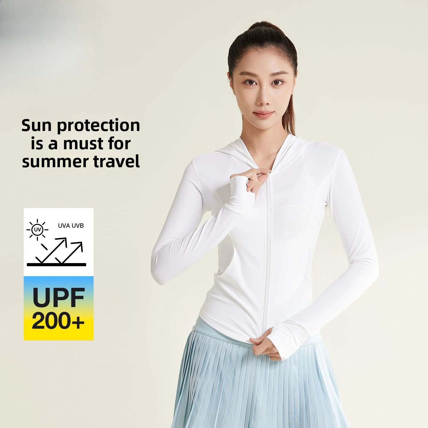 Arrival Women Solid Color High Stretch UPF50+ Sun Protection Hoodie Ice Silk Breathable UV Blocking Lightweight Outdoor Top Coat