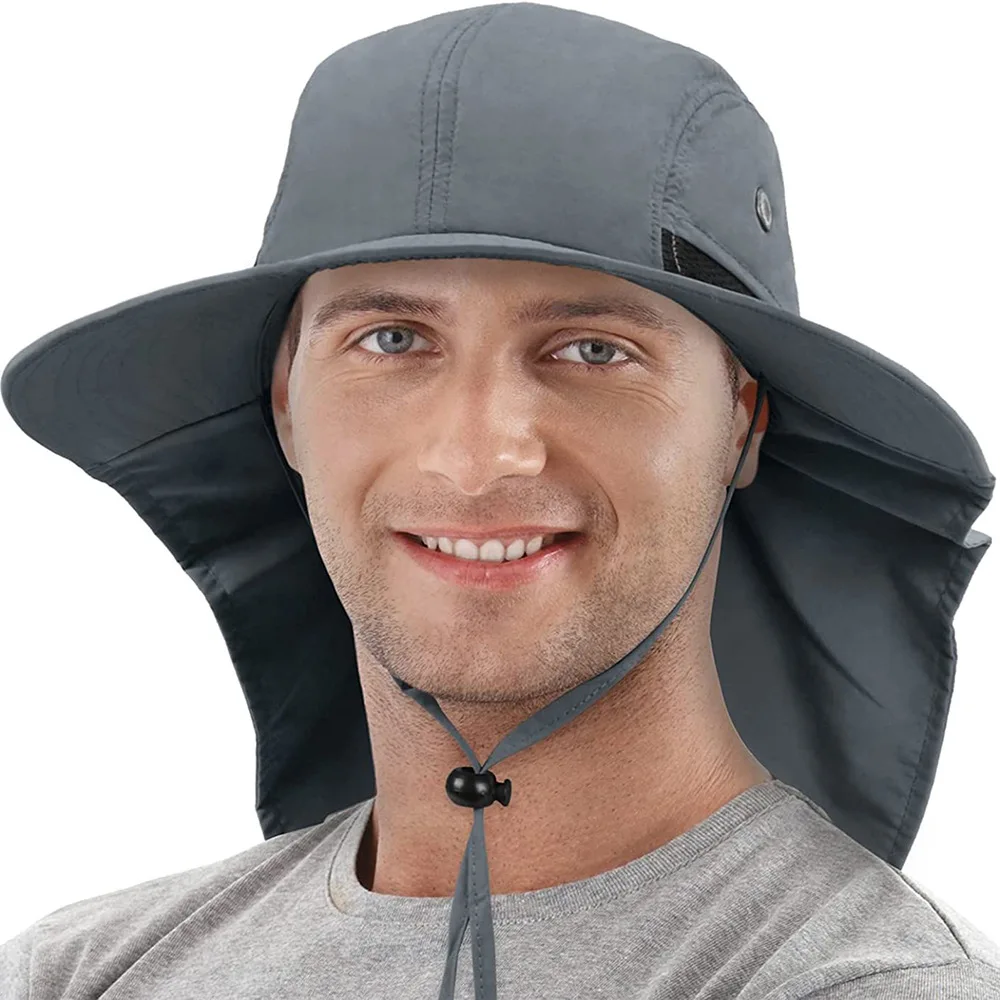 Chapeau de Soleil à Large Bord pour Homme et Femme, avec Bouclier de Cou, Protection Solaire, Respirant, pour Randonnée en Plein Air, Casquette de Pêche