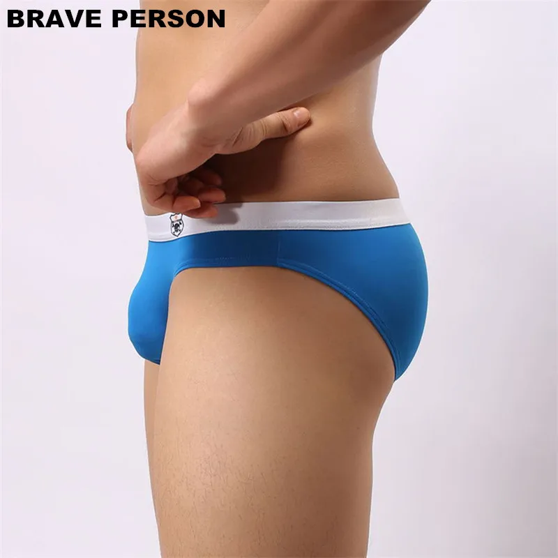 Brave Person-Calzoncillos de nailon para hombre, ropa interior Sexy con bolsa para pene, pantalones cortos sin costuras de tiro bajo, bañadores de