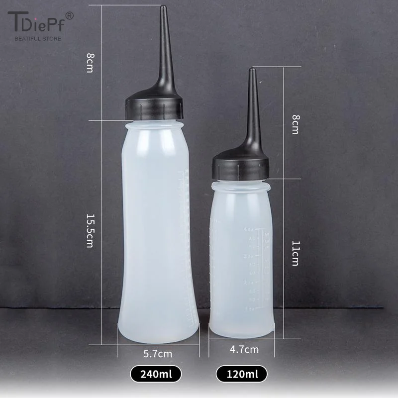 2Pcs Semi-transparent 240ml 120ml Hair Oil Applicator Bottle Scale For Salon And Home Use Pointed Tip For Precision Application