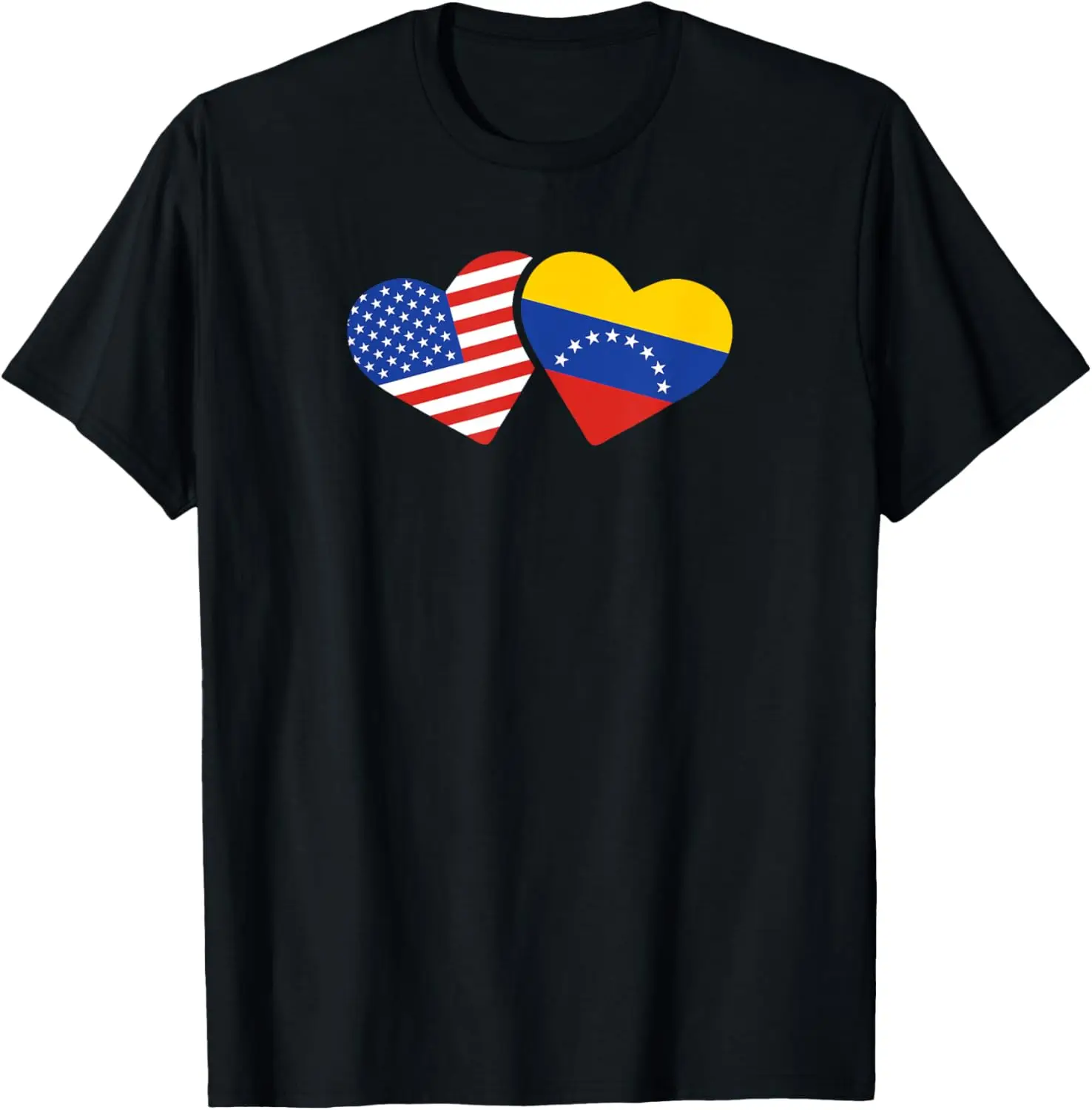

USA Venezuela Flag Hearts T Shirt Venezuelan American Love T-Shirt
