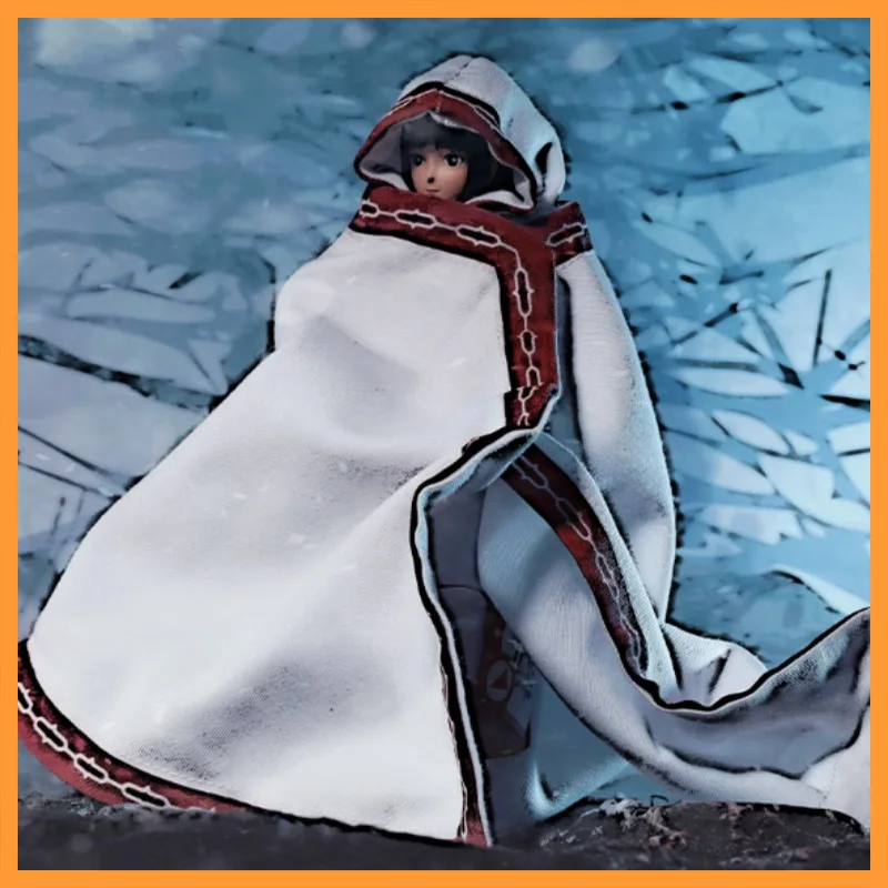 

In Stock 1/12 Scale Handmade White Red Border Printed Female Cape Fit 6inch Action Figure Model Toys For Fans DIY